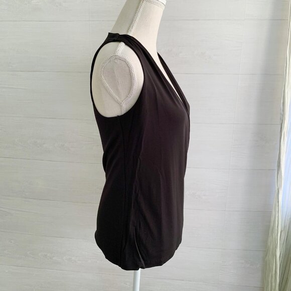 Lauren Ralph Lauren - Black faux wrap stretch top, M - Picture 3 of 6